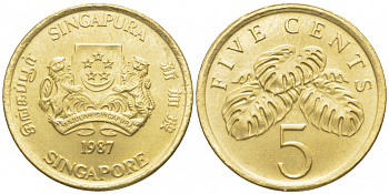 Сингапур 5 центов 1987 KM 50 алюминиевая бронза 105-1253