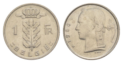Бельгия 1 франк 1980 Belgie, Бодуэн I (1951-1993) KM 143 медно-никель aUNC 4632-555
