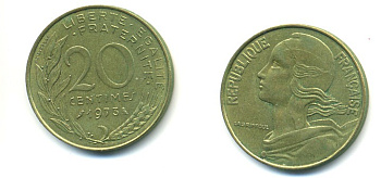 ФРАНЦИЯ 20 САНТИМОВ 1973 KM 930 медь алюминий никель 25-121