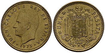 Испания 1 песета 1975 Хуан Карлос I (1975-2014) KM 806 алюминиевая бронза 4176-325