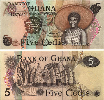 Гана 5 седи 1977 Мечеть Ларабанга Pick 15 b бумага UNC (пресс) 6299-54-3-2