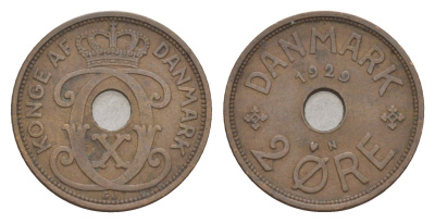 Дания 2 эре 1929 N, Кристиан X (1912-1947) KM 827 бронза 4658-227