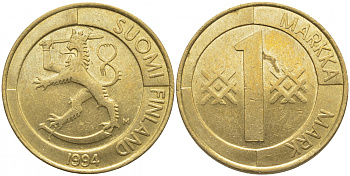 ФИНЛЯНДИЯ 1 МАРКА 1994 M KM 76 алюминиевая бронза 4448-354