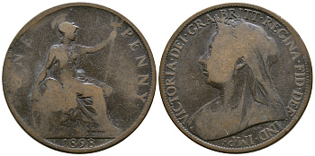 Великобритания 1 пенни 1898 Виктория (1837-1901) KM 790, Spink 3961 бронза 08-623