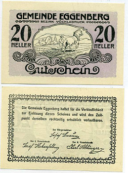 Австрия, замок Эггенберг 20 геллеров 1920 нотгельд, замок в районе города Грац   бумага  UNC (пресс) 8614-28-3-2