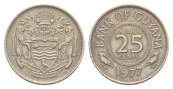 Гайана 25 центов 1977 KM 34 медно-никель 4613-218