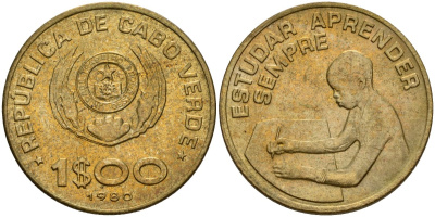 Кабо-Верде 1 эскудо 1980 KM 17 никель бронза UNC 4604-946