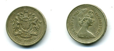 Великобритания 1 фунт 1983 Елизавета II (1952-2022) KM 933, Spink 4221 никель латунь 35-337