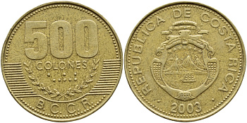 КОСТА-РИКА 500 КОЛОН 2003 B.C.C.R. KM 239.1 медь алюминий никель 59-626