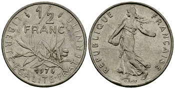 Франция 1/2 франка 1976 сеятель KM 931 никель 4135-714