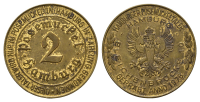 Германия, Гамбург жетон бара в 2 Posemuckel-Taler 1978 диаметр 29 мм, вес 7,7 гр сталь плакированная латунью 4157-326