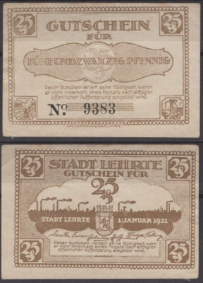 Лерте 25 пфеннигов 1921 Grabowski L30.1c бумага UNC (пресс) 8601-9-4-2