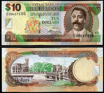 Барбадос 10 долларов 2007 Чарльз Дункан Онил, врач и политический деятель, подпись WORRELL Pick 68 b бумага UNC (пресс) 7202-7-1