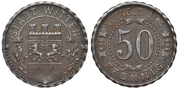 Германия, Виттен 50 пфеннигов 1919 Северный Рейн-Вестфалия, нотгельд Funck 604.6 железо 4121-511