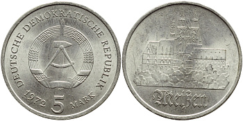 ГДР 5 марок 1972 А, Мейсенский собор KM 37, J. 1543 медно-никель aUNC 3333-842