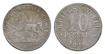 Брауншвейг 10 пфеннигов 1918 Funck 56.2A, Men05 3454.3, Men18 4388.3 железо 4636-949
