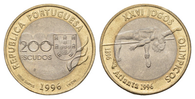 Португалия 500 эскудо 1996 XXVI летние Олимпийские Игры, Атланта 1996 KM 687 биметалл UNC 4678-827