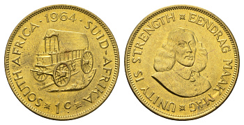 ЮАР 1 цент 1964 Ян ван Рибек KM 57 латунь UNC 4531-324