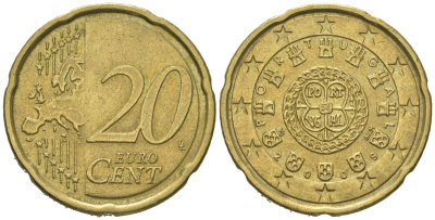 Португалия 20 евроцентов 2009 KM 764 нордик 4604-1026