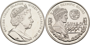 Британские Виргинские острова 1 доллар 2004 XXVIII олимпийские игры KM 303 медно-никель BUNC 4578-433