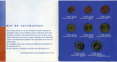 Нидерланды официальный набор из 8 монет 2001 на клею биметалл UNC 5-4-1-12