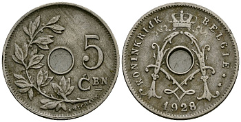 Бельгия 5 сантимов 1928 Belgie KM 67 медно-никель 4173-323