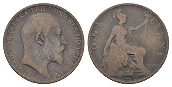 Великобритания 1 пенни 1902 Эдуард VII (1901-1910) KM 794.2, Spink 3990 бронза 4661-443