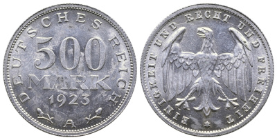 ГЕРМАНИЯ 500 МАРОК 1923 А KM 36, J. 305 алюминий 4380-615