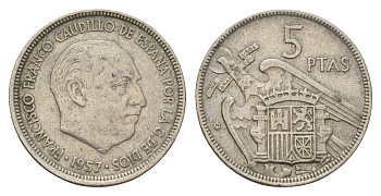 Испания 5 песет 1957 (57) Франсиско Франко (1939-1975) KM 786 медно-никель 4707-322