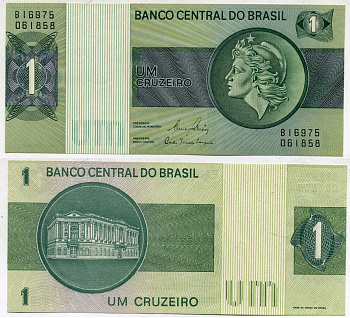 БРАЗИЛИЯ 1 КРУЗЕЙРО 1980 СЕРИЯ В 16975, ПОДПИСЬ 20, ГОЛОВА СВОБОДЫ Pick 191Aс бумага UNC (ПРЕСС) 7207-14-3