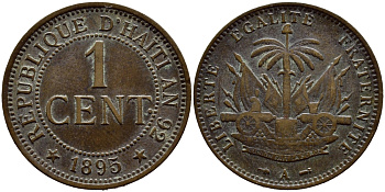 Гаити 1 сантим 1895 А KM 48 бронза 62-927