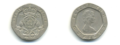 Великобритания 20 пенсов 1982 Елизавета II (1952-2022) KM 931, Spink 4230 (G1) медно-никель 59-341