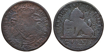 БЕЛЬГИЯ 2 САНТИМА ND бронза 72-322