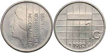 Нидерланды 1 гульден 1982 Беатрикс (1980-2013) KM 205 никель 4175-315