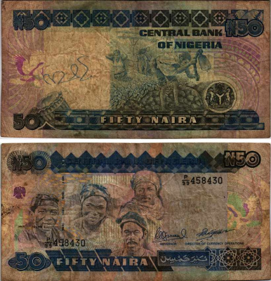 Нигерия 50 найра ND (1991-2000) жители Нигерии, подпись 10 Pick 27 c бумага 6312-55-3-1