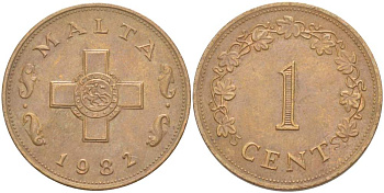 Мальта 1 цент 1982 KM 8 бронза 4521-1145