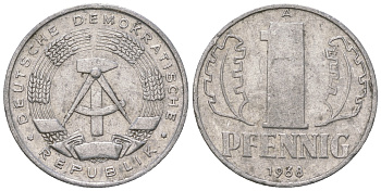 ГДР 1 пфенниг 1968 А КМ 8.1 алюминий 4651-1117
