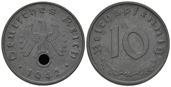 Германия 10 рейхспфеннигов 1942 A  цинк    3459-546