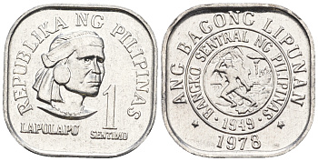Филиппины 1 сентимо 1978 вождь острова Мактан Лапу-Лапу KM 205 алюминий  UNC  220-1124