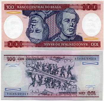 БРАЗИЛИЯ 100 КРУЗЕЙРО 1984 ПОДПИСЬ 21, ГЕОРЦОГ КАКСИАС Pick 198b бумага UNC (ПРЕСС) 7551-23-1-1