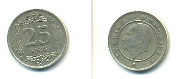 ТУРЦИЯ 25 КУРУШЕЙ 2009 KM 1242 медь никель цинк 3999-1234