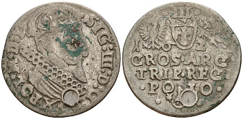 Польша, Эльбинг трояк (3 гроша) 1622 Сигизмунд III Ваза (1587-1632), Монетный двор Краков, герб "Сас" - управляющий монетного двора Миколай Данилович в 1616-1624 Iger K.22.1.a, KM 31 серебро 4160-258
