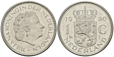 Нидерланды 1 гульден 1980 Юлиана (1948-1980) KM 184a никель 4579-553
