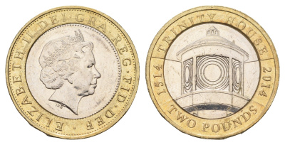 Великобритания 2 фунта 2014 500 лет Trinity House KM 1313 биметалл aUNC 1518-525