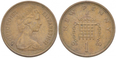Великобритания 1 пенни 1971 Елизавета II (1952-2022) KM 915, Spink 4237 (B1) бронза 3851-1161