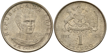 Чили 1 эскудо 1972 Хосе Мигель Каррера KM 197 медно-никель 4154-958