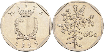 Мальта 50 центов 1995 KM 98 медно-никель 4587-714