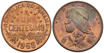 Панама 1 сентесимо 1968  KM 22 бронза  aUNC  4609-835