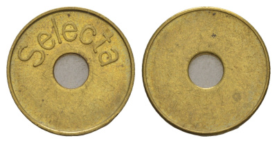 Румыния жетон - Selecta - выбор диаметр 22 мм, вес 5,7 гр латунь 4656-453