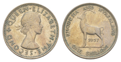 Родезия и Ньясаленд 1 шиллинг 1957 KM 5 медно-никель 1522-1435